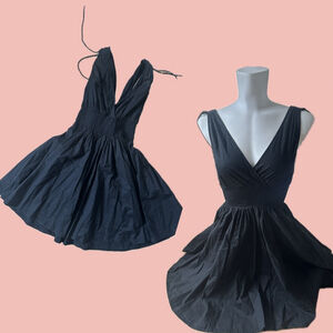 Black Cotton Halter Mini Dress Size 8 – Open Back Fit & Flare